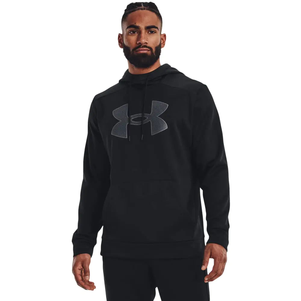 Under Armour Mens Big Logo ArmourFleece Hoodie (001) Black/Black/Pitch Gray X-Small