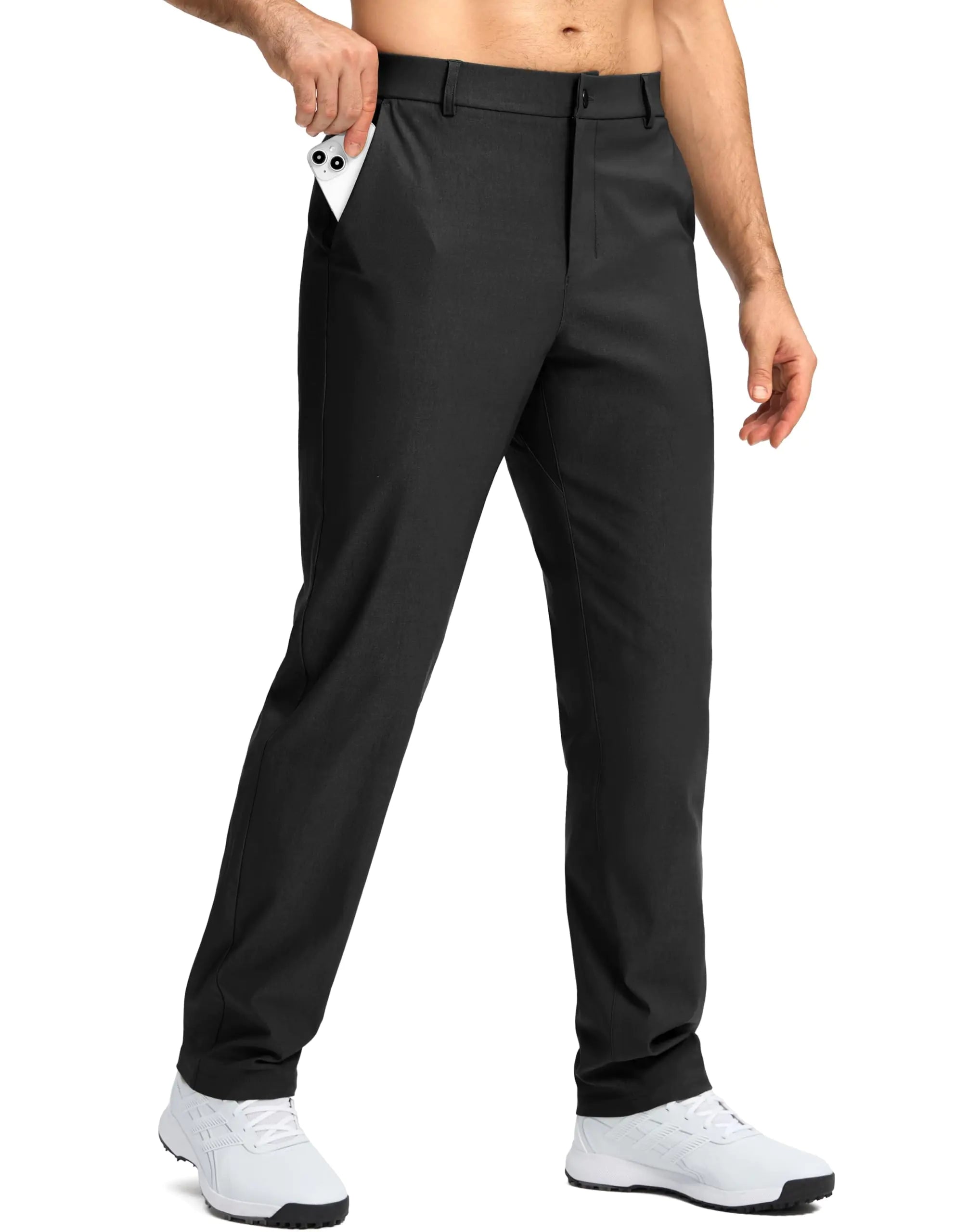 Mens Golf Pants 30"/32"/34" Stretch Dress Pants Quick Dry Casual Slacks Work Business Trousers for Men with Pockets(BlackW38 L32)