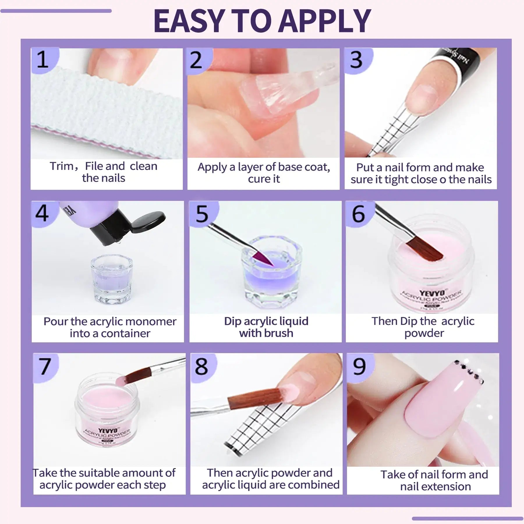 Acrylic Nail Kit, Acrylic Powder And Liquid Set, With Clear, Nude, Pink, White Nail Powder And Monomer, Professional Acrylic Nail Brush Nail Forms For Acrylic Nails Extension, Beginner And Home DIY