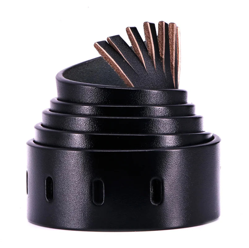 Vintage Leather Belt with Alloy Buckle (Double Layer)