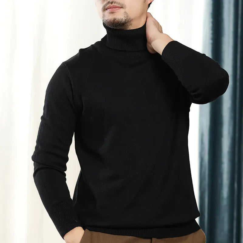 Men's Thick Turtleneck Sweater - Loose Knit Long Sleeve