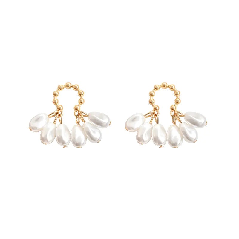 Korean Style Silver Needle Pearl Tassel Earrings