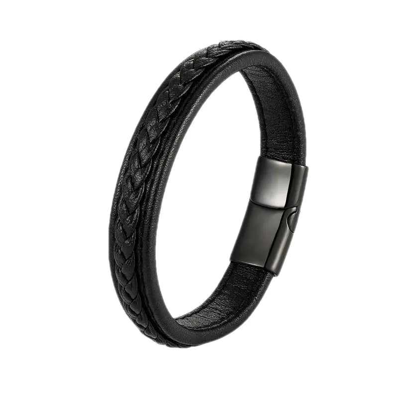 Personalized Leather Bracelet with Stainless Steel Clasp