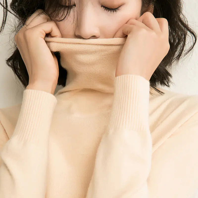 Thick Turtleneck Sweater for Women - Slim Fit Knit Top