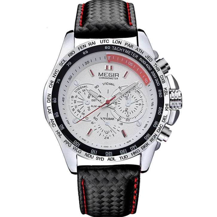 MEGIR Men's Watch with Luminous Three Eyes, Model 1010G