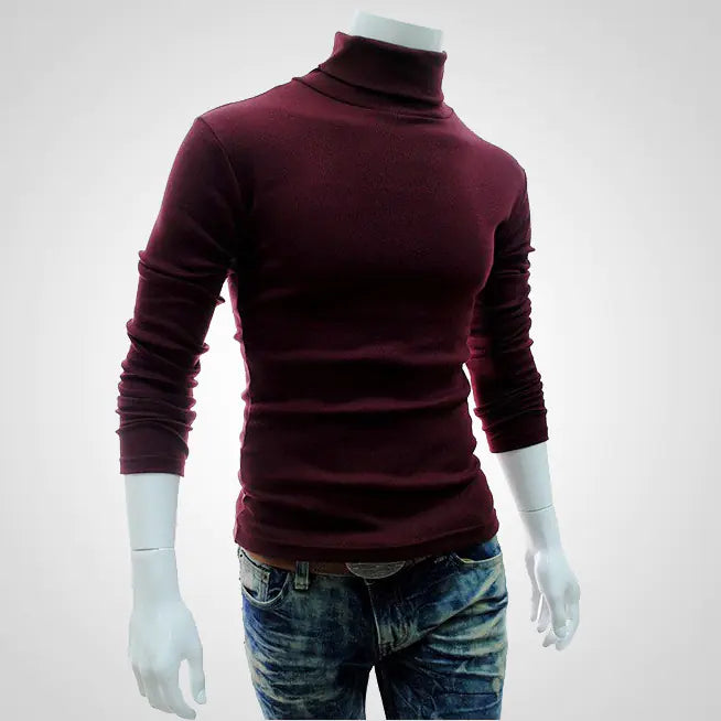 Men's Turtleneck Knit Pullover Long Sleeve Sweater