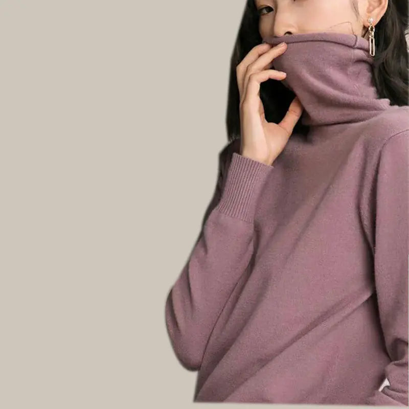 Thick Turtleneck Sweater for Women - Slim Fit Knit Top