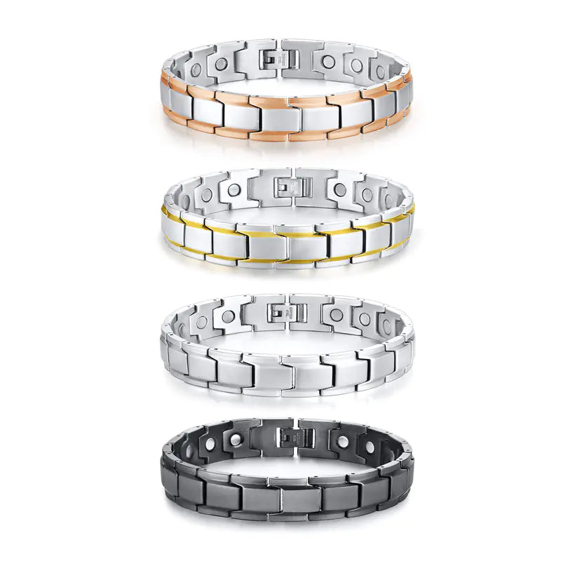 Men's Magnetic Stainless Steel Bracelet with Adjustable Clasp