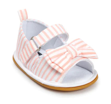 Cotton Bow Baby Sandals - Toddler Walking Shoes