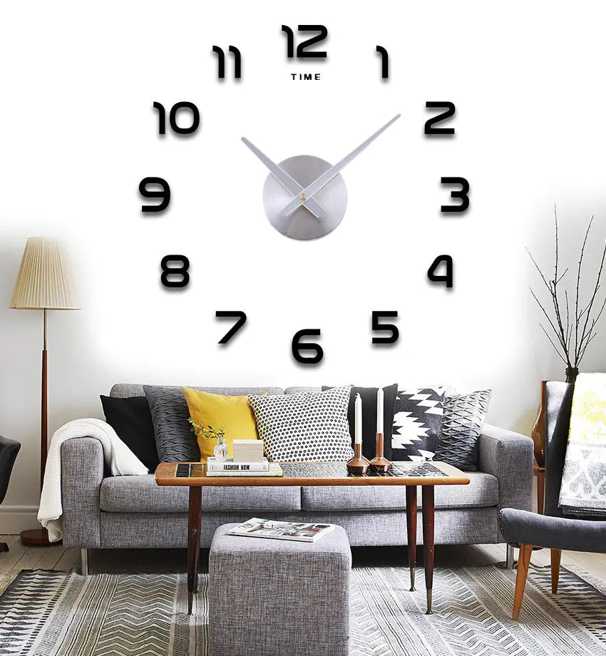 Creative Large DIY Acrylic Mirror Wall Clock (Nordic Style)