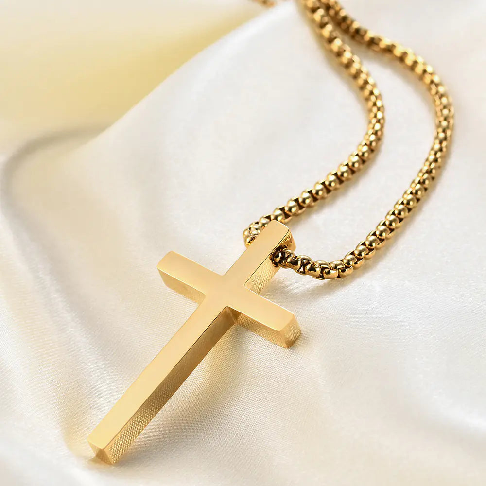 Minimalist Titanium Steel Cross Pendant Necklace for Women