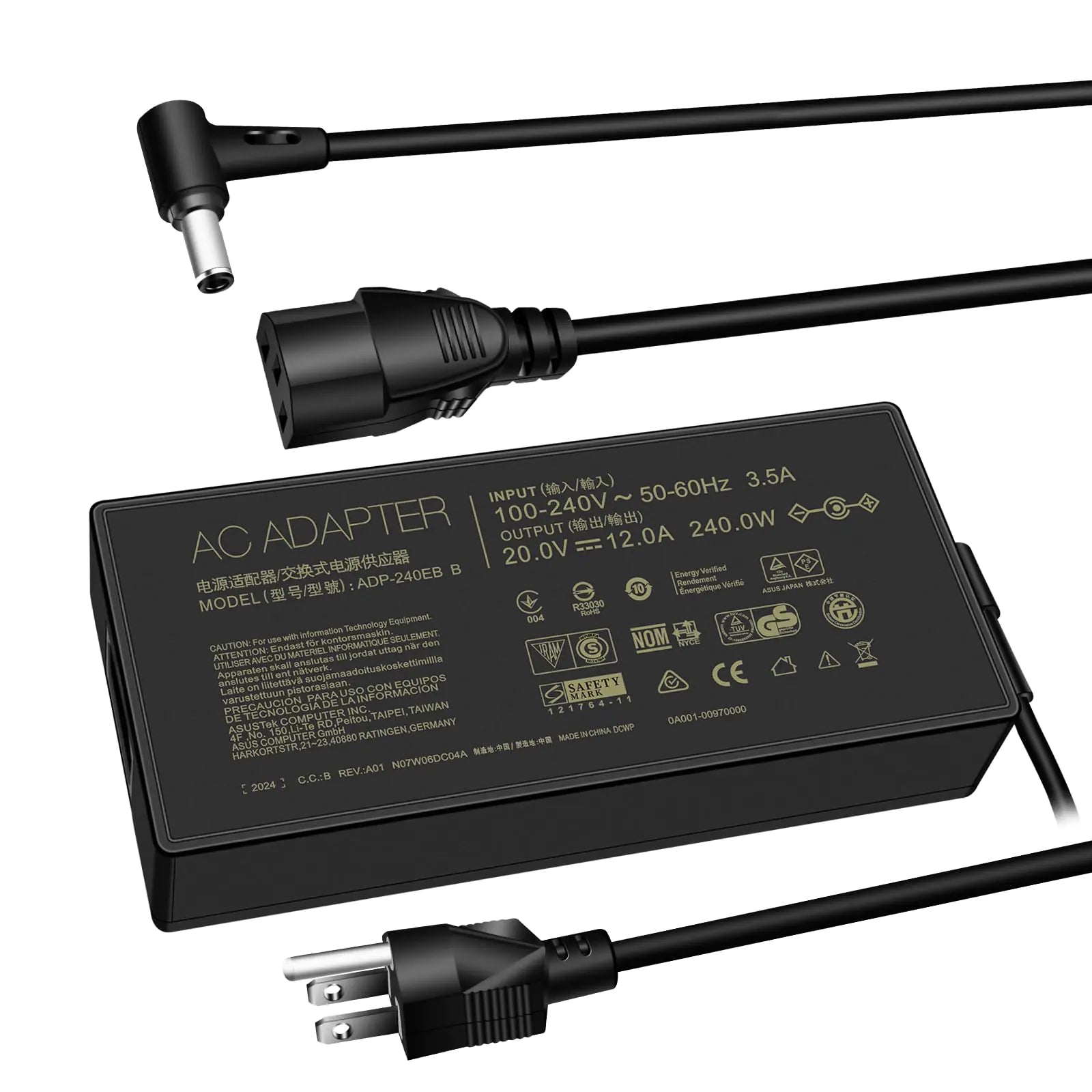 240W Zephyrus Charger ADP-240EB B Fit for ASUS ROG Zephyrus G14 G15 G16 M16 ROG Strix Scar G15 G17 15 17 ROG Flow X16 GV601 Gaming Laptop AC Adapter Power Supply Cord