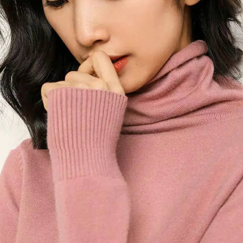 Thick Turtleneck Sweater for Women - Slim Fit Knit Top