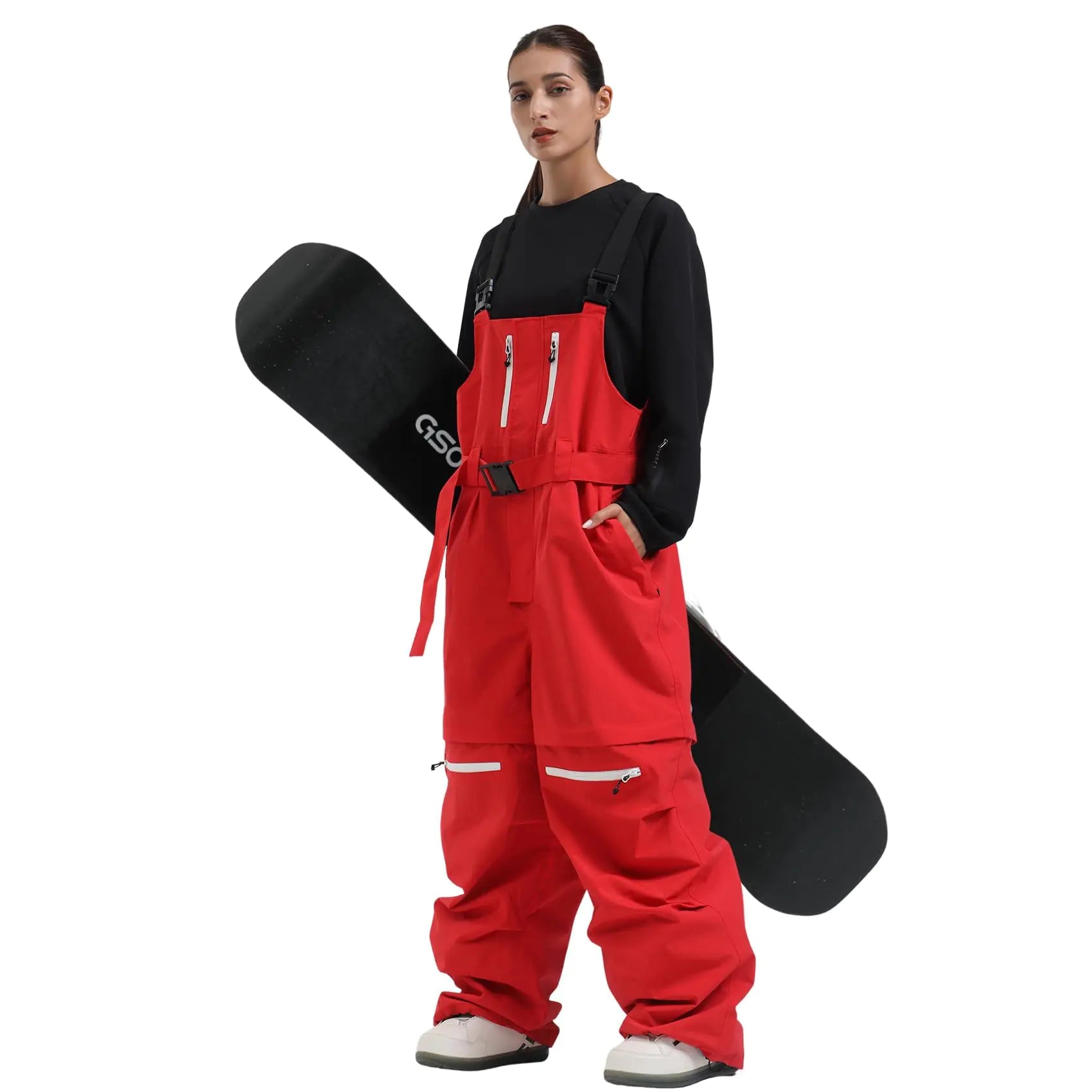 HIEEKDER Womens Mens Snowboard Bibs Snow Super Baggy Waterproof Windproof Insulated Loose Ski Pants Overalls Winter Sport