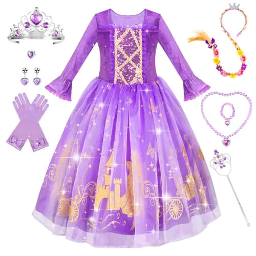 Meland Princess Dress Up for Girls 3-8 Dress Up Clothes for Girls Halloween Costumes Birthday Gift for Toddler Girls