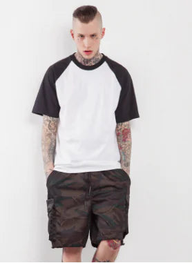 Color Block Short Sleeve T-Shirt with Round Neck