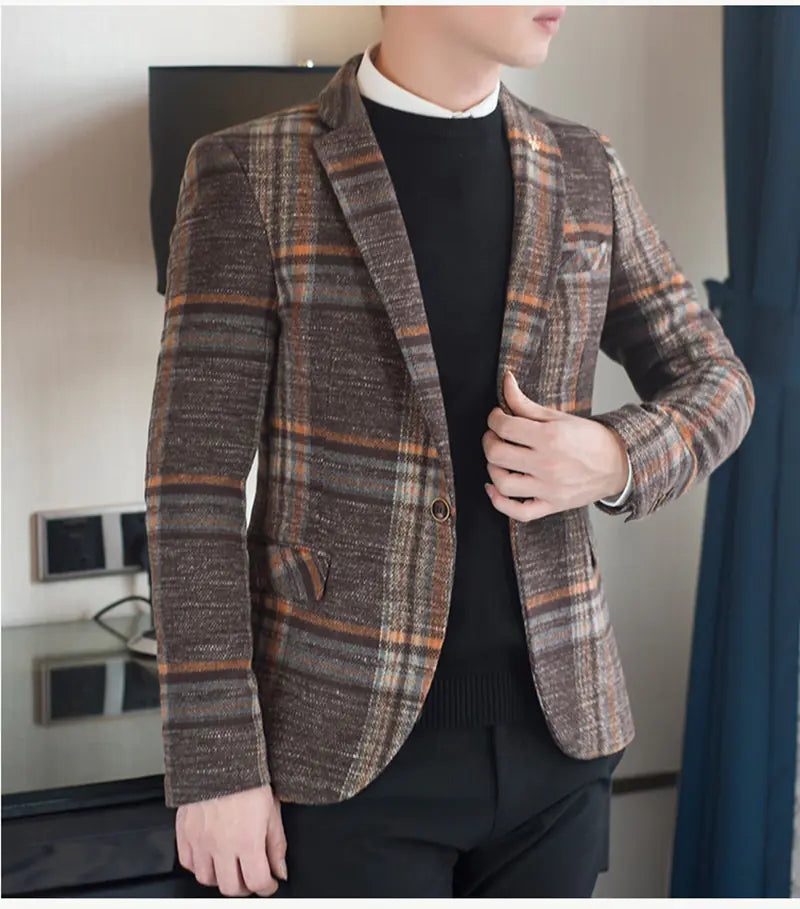 Men's Slim Fit Casual Blazer - Korean Style Jacket