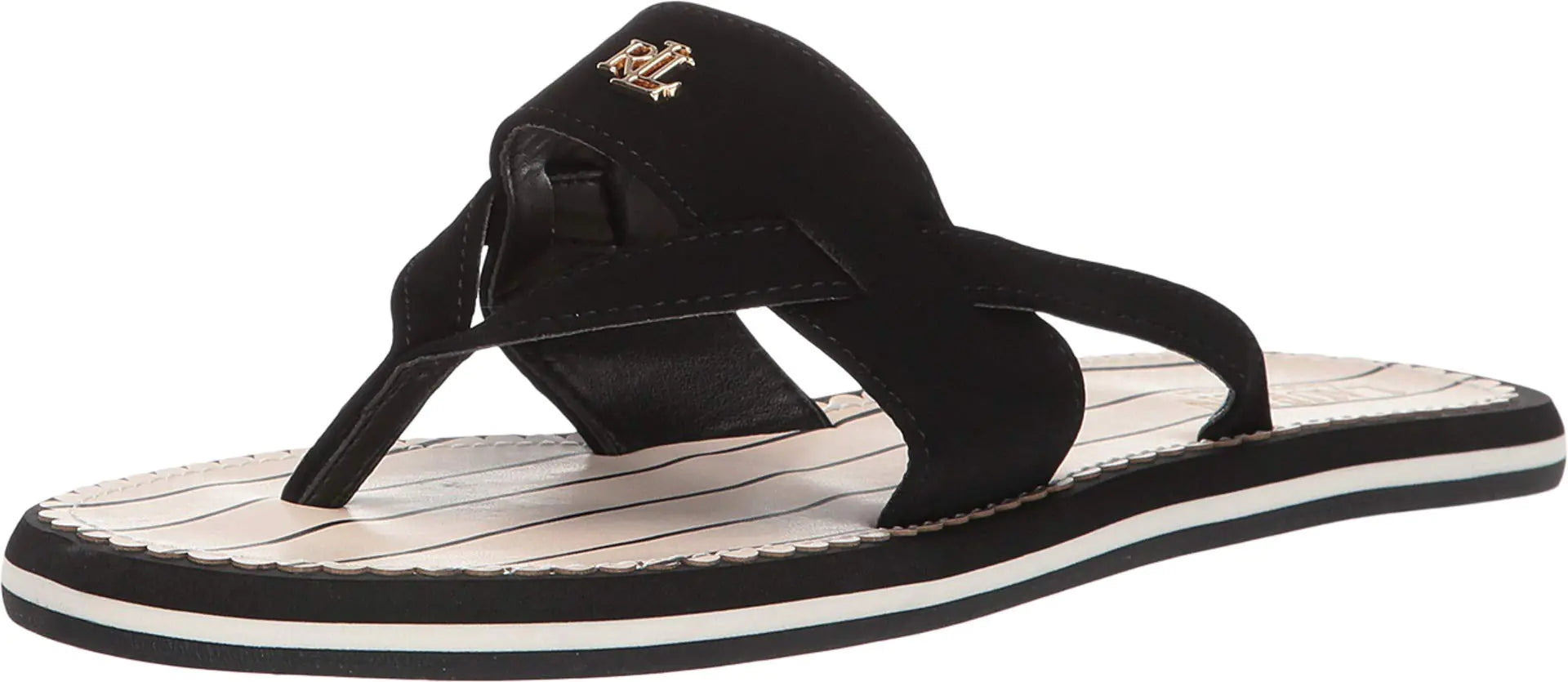 Lauren Ralph Lauren Rosalind Sandal Black Nubuck Pu 9 B (M)
