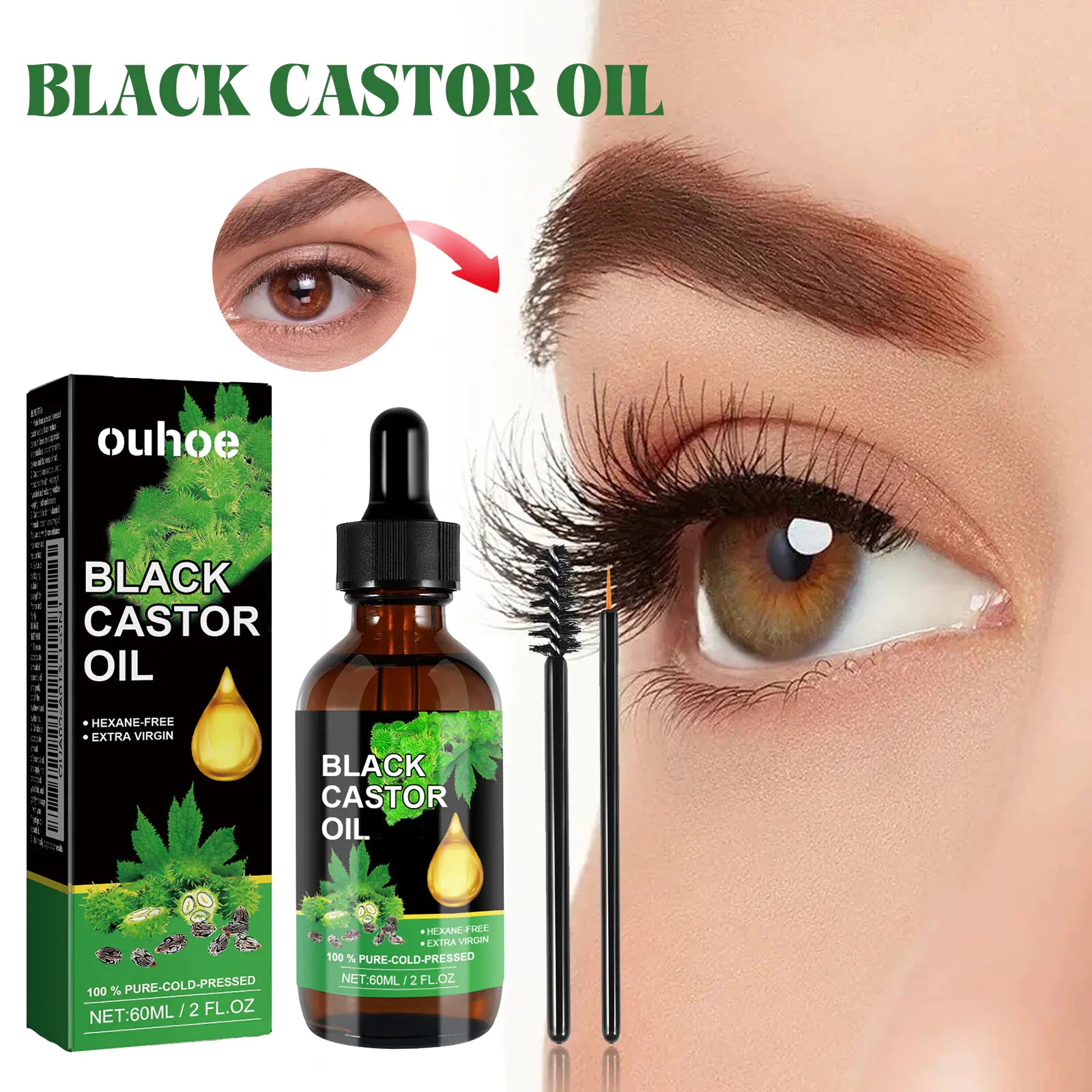 OUHOE Castor Oil Hair Serum for Nourishing Roots