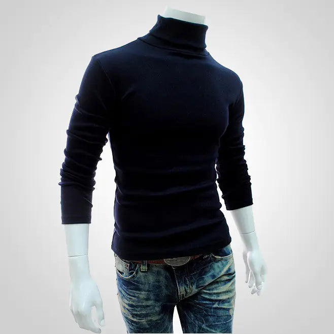 Men's Turtleneck Knit Pullover Long Sleeve Sweater