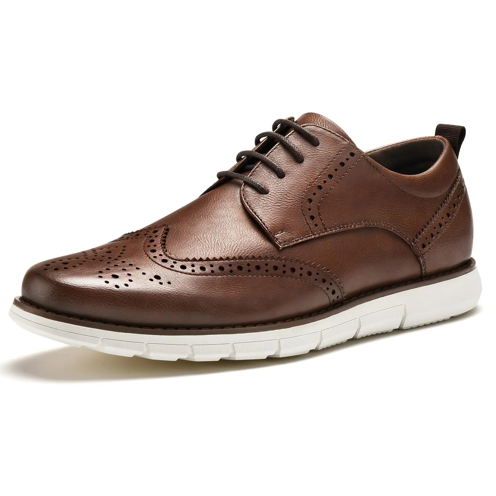 CGRRBW Mens Dress Shoes Casual Oxford Shoes Dress Sneakers Comfortable Business Wingtip Brogue Office Shoes NJXM01-DARKBROWN-12