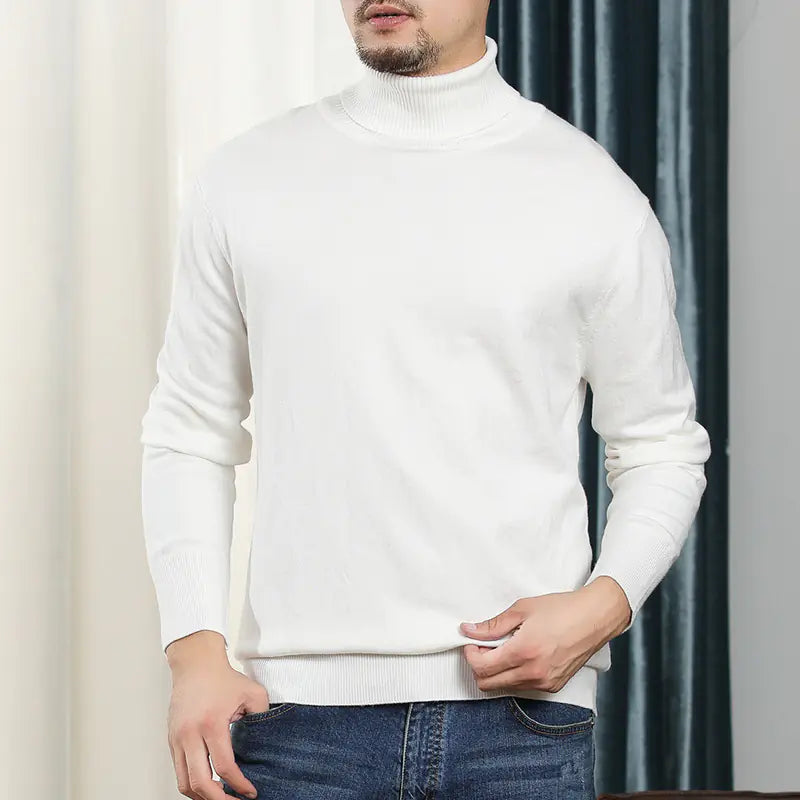 Men's Thick Turtleneck Sweater - Loose Knit Long Sleeve