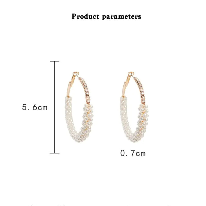 Korean Stylish Pearl Drop Earrings with Crystals
