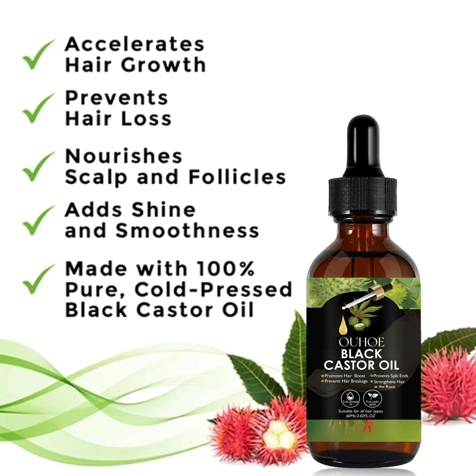 OUHOE Castor Oil Hair Serum for Repair and Shine