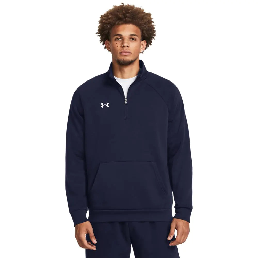 Under Armour Mens Rival Fleece Quarter Zip (410) Midnight Navy / / White Small Tall