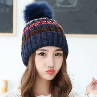 Colorful Knitted Women's Winter Beanie Hat