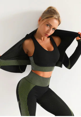 3-Piece Seamless Yoga Kit - Leggings & Tops