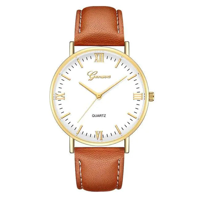 Simple Casual Quartz Watch with Roman Numerals