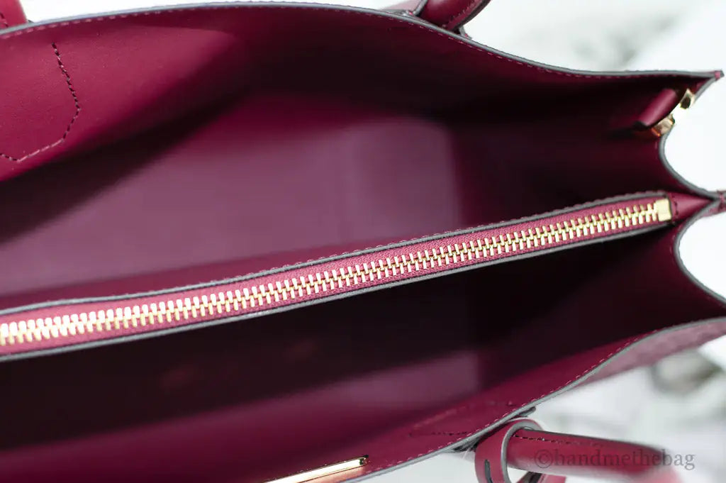 Michael Kors Mercer Large Mulberry Signature PVC Satchel Bag Crossbody Handbag