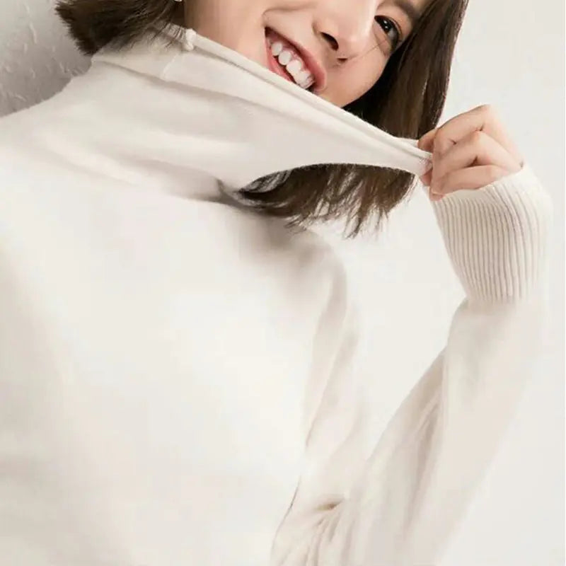 Thick Turtleneck Sweater for Women - Slim Fit Knit Top