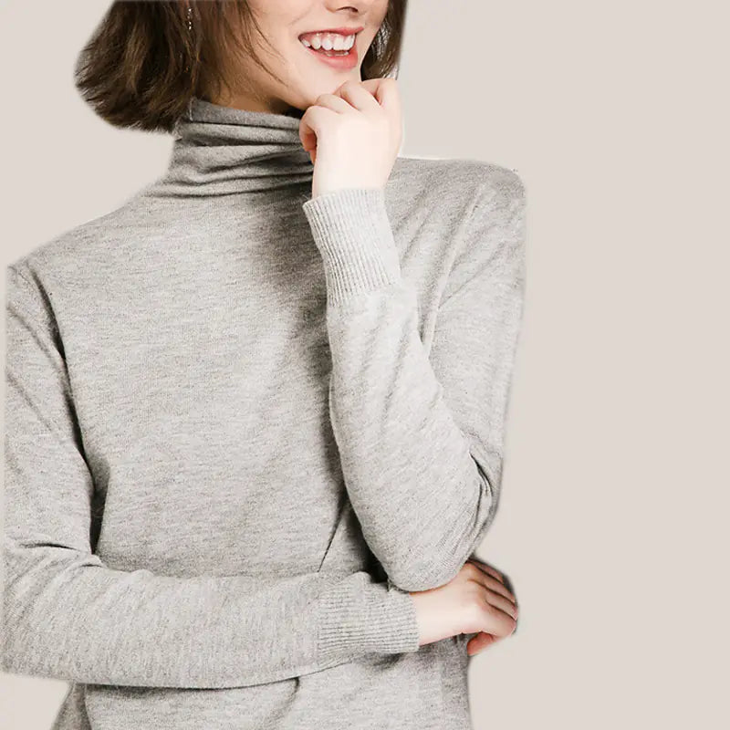 Thick Turtleneck Sweater for Women - Slim Fit Knit Top