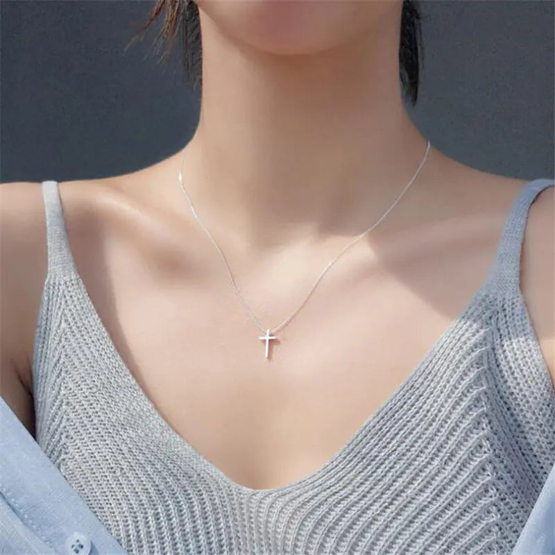 Korean Style Cross Minimalist S925 Silver Necklace