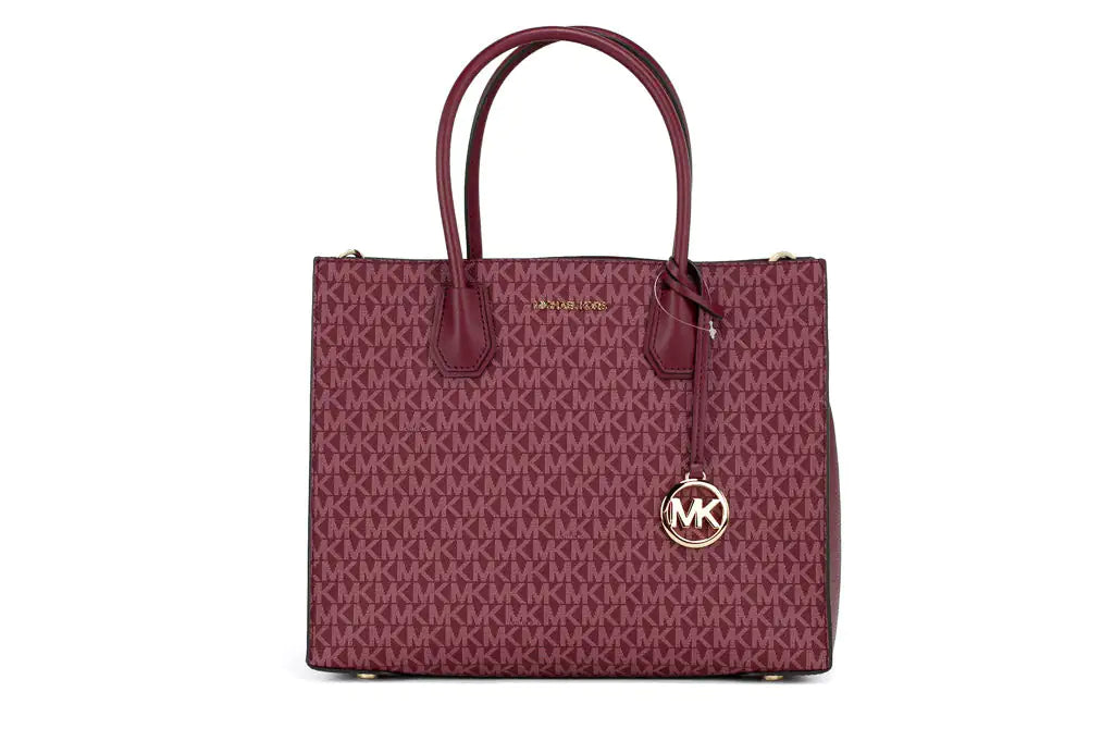 Michael Kors Mercer Large Mulberry Signature PVC Satchel Bag Crossbody Handbag