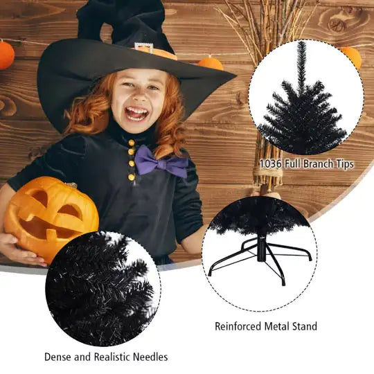 1 Pc 6 Feet-Hinged Artificial Halloween Christmas Tree Simple And Unlit Tree For Indoor And Outdoor Use