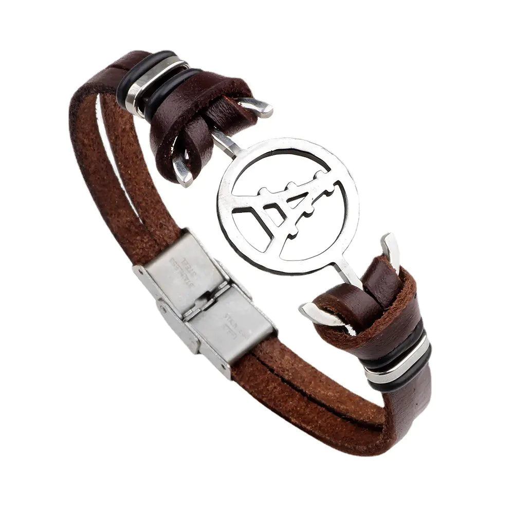 Stainless Steel Bracelet with Magnetic Leather Clasp