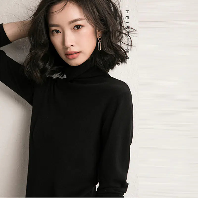 Thick Turtleneck Sweater for Women - Slim Fit Knit Top