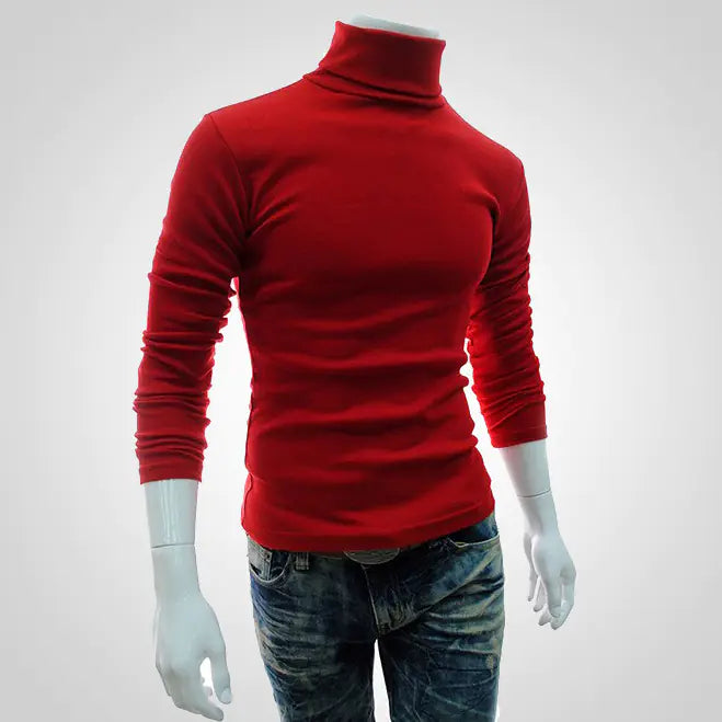 Men's Turtleneck Knit Pullover Long Sleeve Sweater