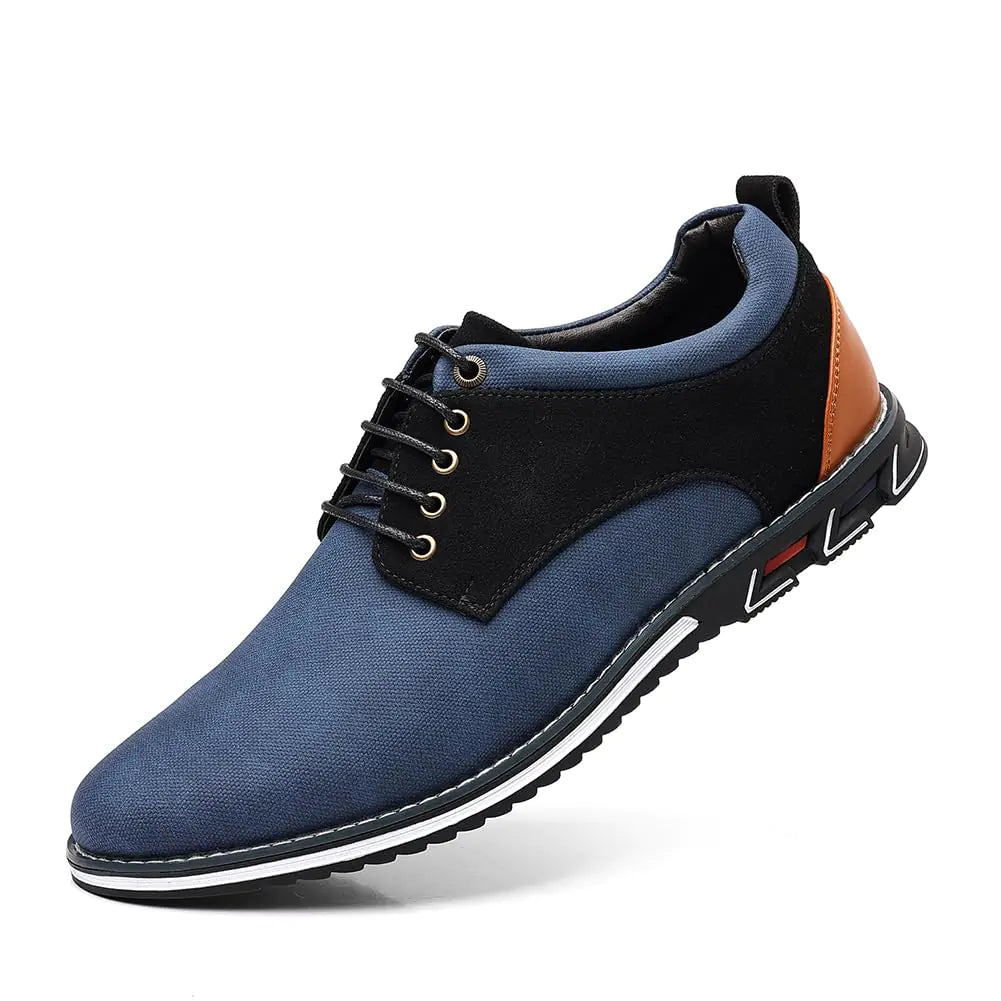 Mens Dress Sneakers Wide Comfortable Casual Dress Shoes Oxford Lace-up Business Casual Walking Dress Shoes for Men Blue