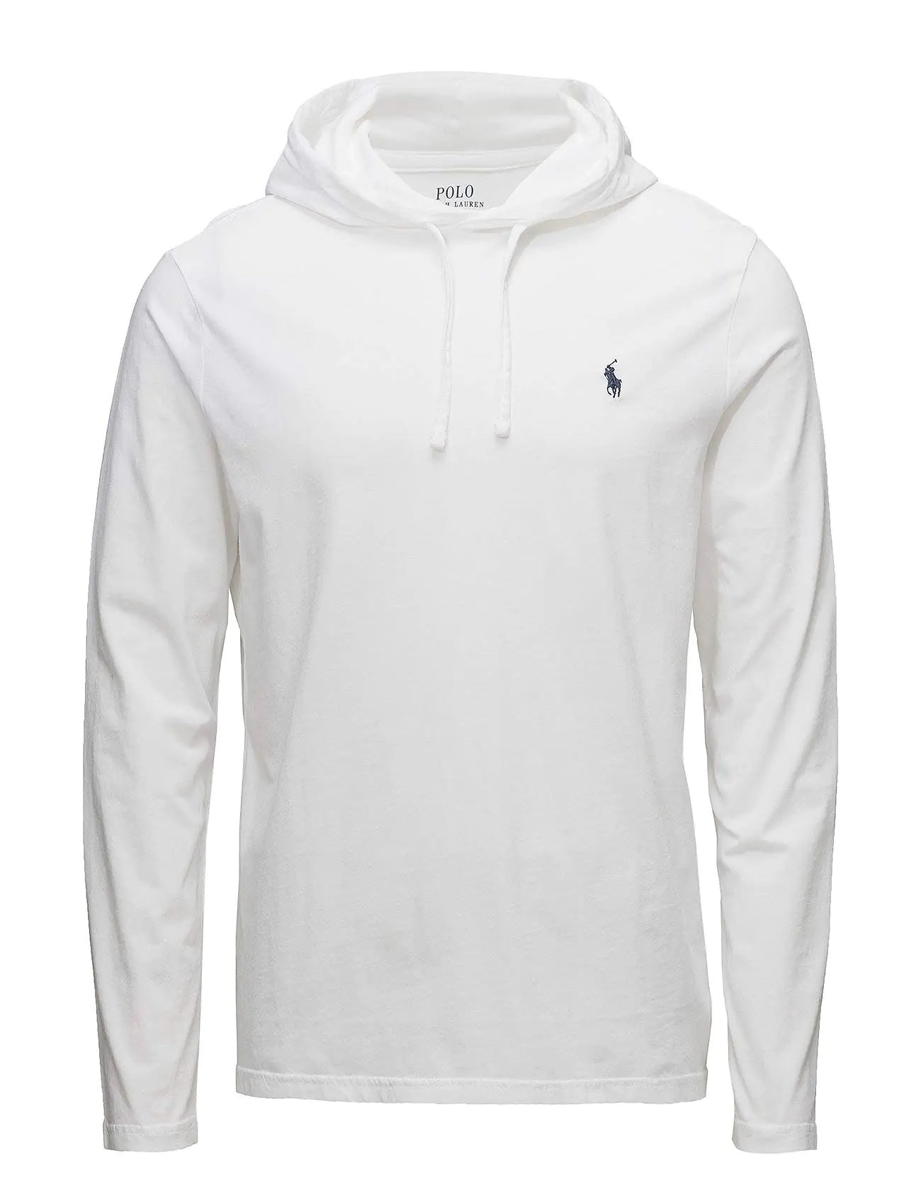 POLO RALPH LAUREN Mens Jersey Knit Hoodie Tee (White/Navy Medium)