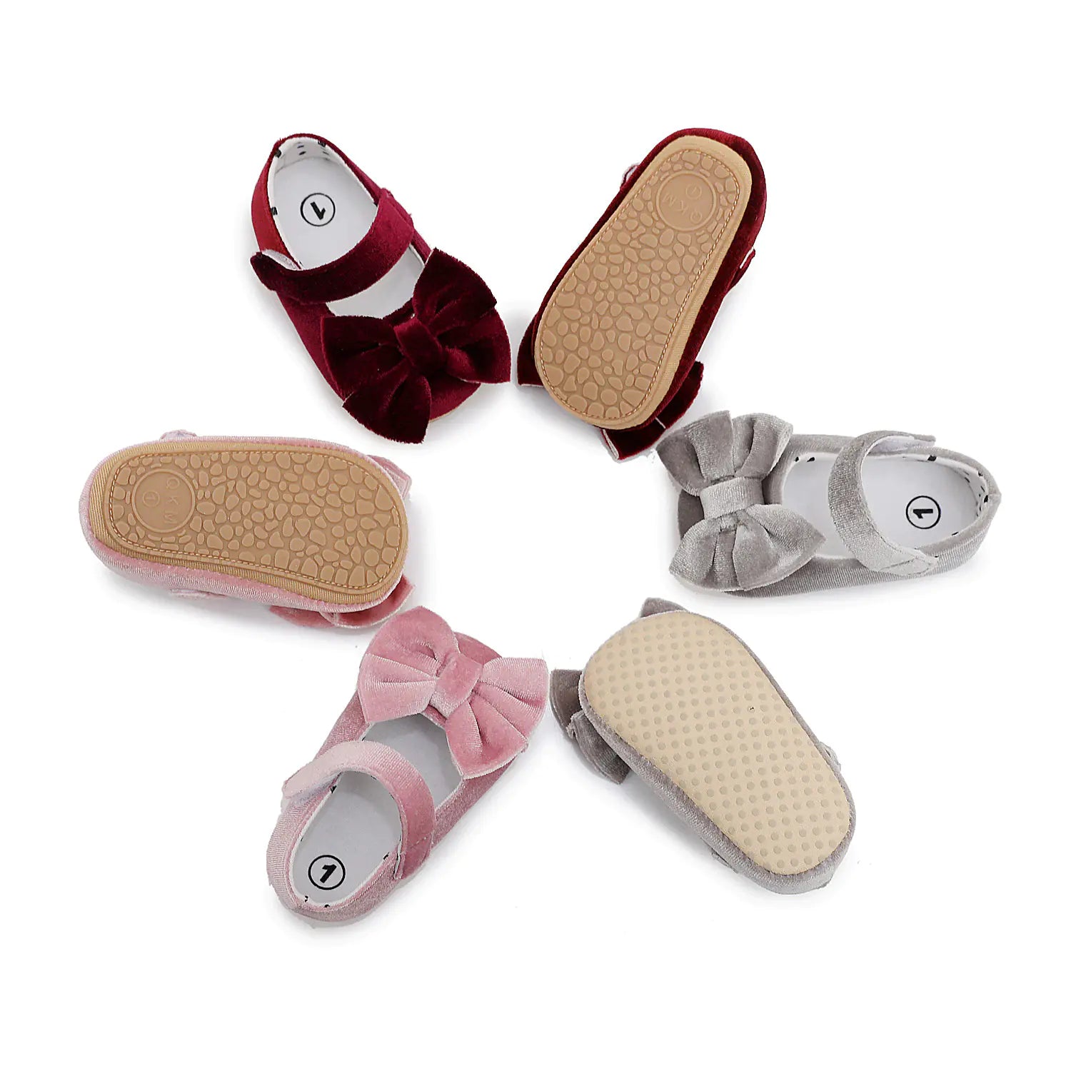 New Velvet Bow Baby Walking Shoes - Non-Slip Design