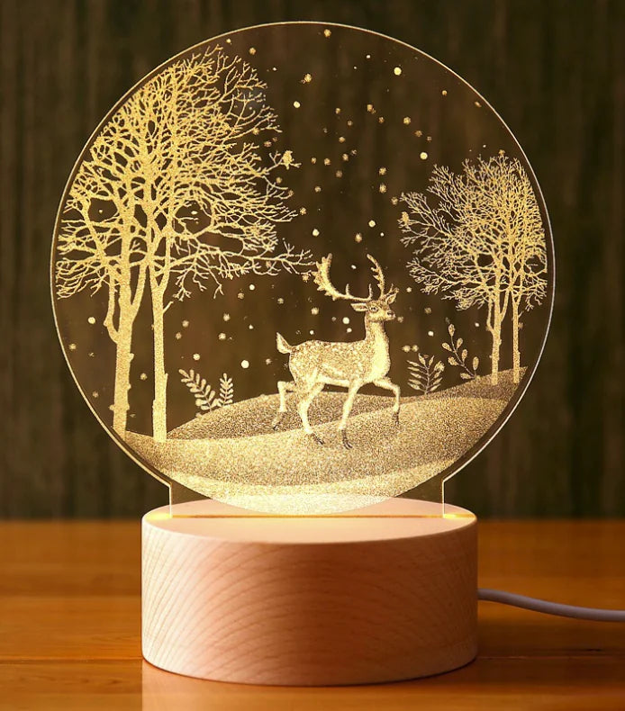 3D Acrylic Christmas Tree Table Lamp for Bedroom