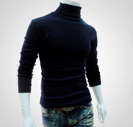 Men's Turtleneck Knit Pullover Long Sleeve Sweater