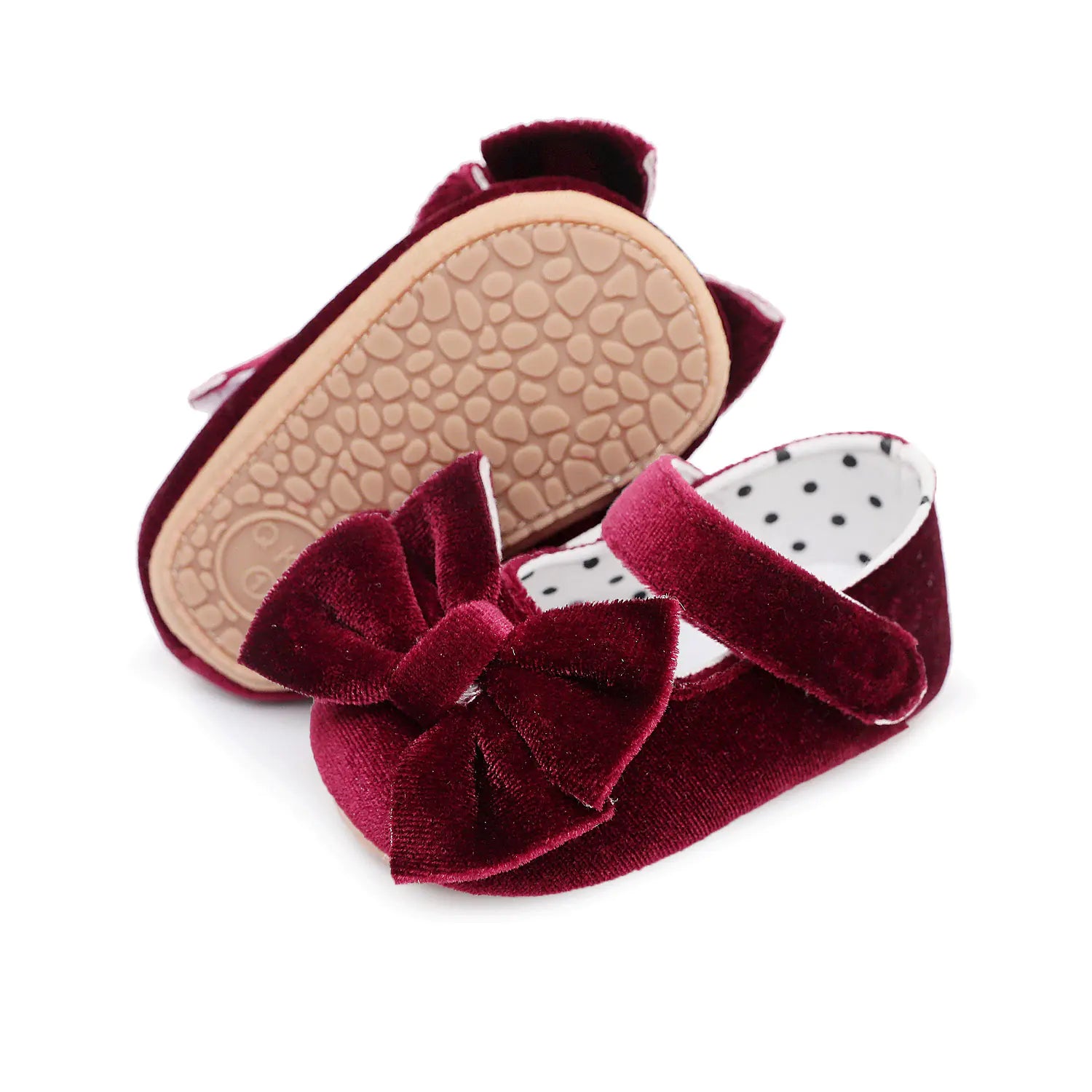 New Velvet Bow Baby Walking Shoes - Non-Slip Design