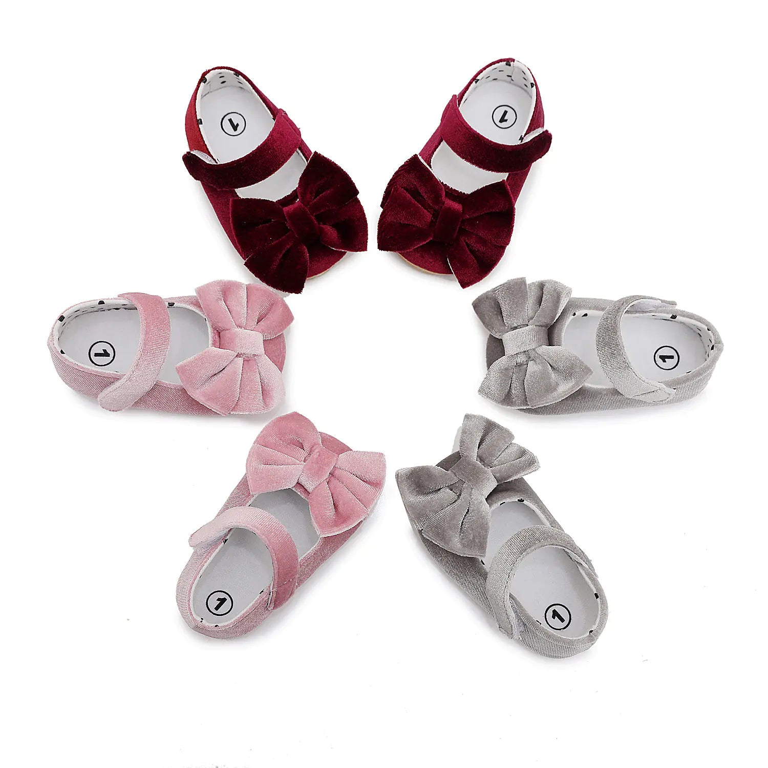 New Velvet Bow Baby Walking Shoes - Non-Slip Design