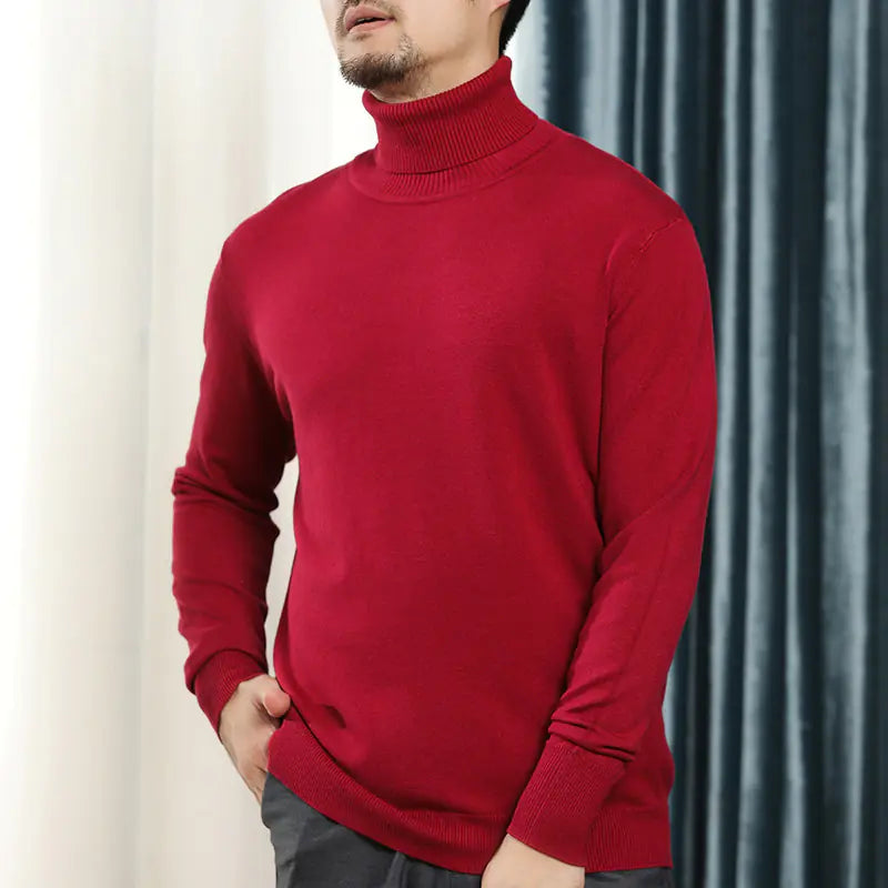 Men's Thick Turtleneck Sweater - Loose Knit Long Sleeve