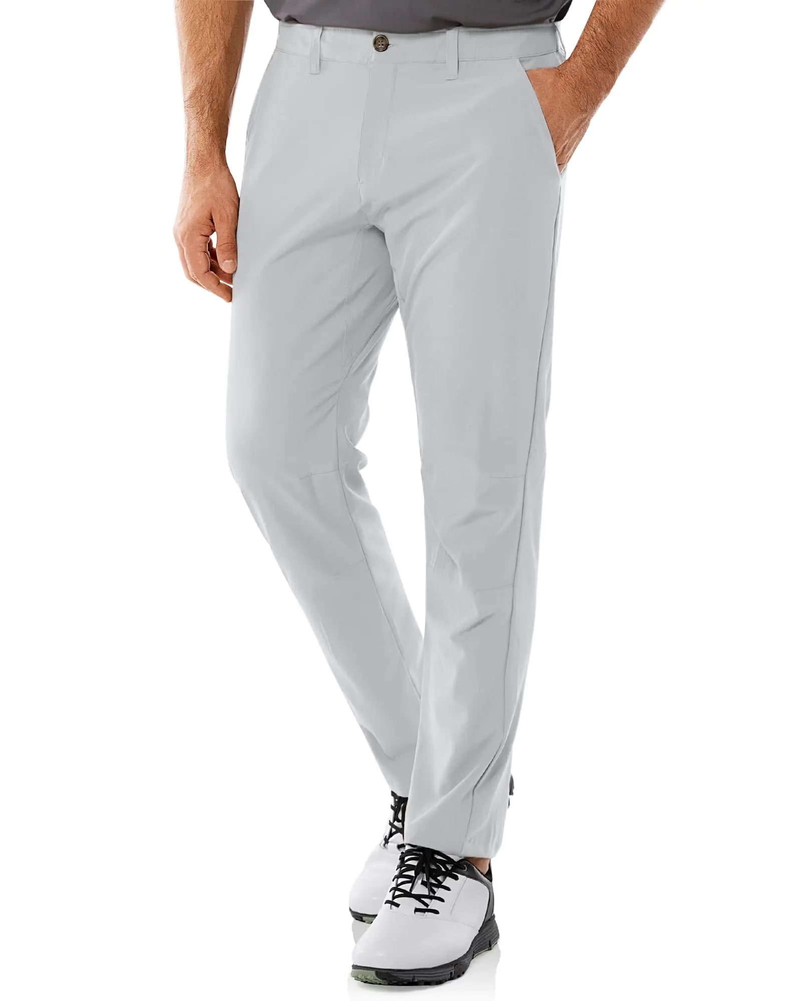 33000ft Mens Golf Pants with 5 Pockets Classic-Fit Stretch Quick Dry Lightweight UPF 50+ Hiking Pants Sliver Grey